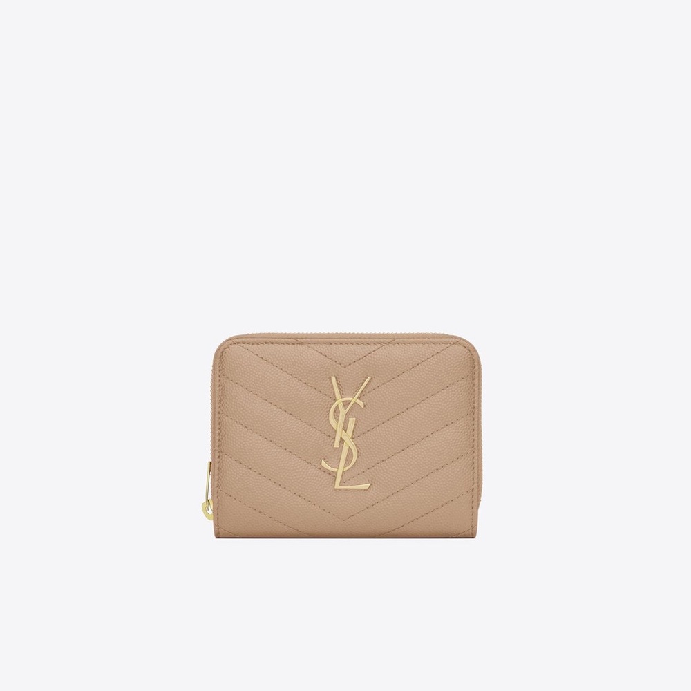 CASSANDRE SAINT LAURENT MATELASSÉ COMPACT ZIP AROUND WALLET